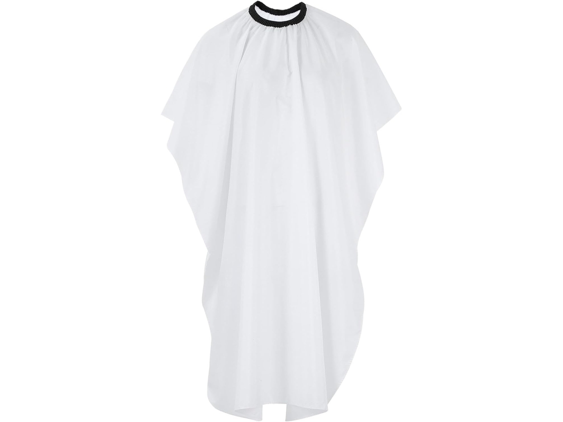 Capa para corte de cabelo para adultos em tecido branco.