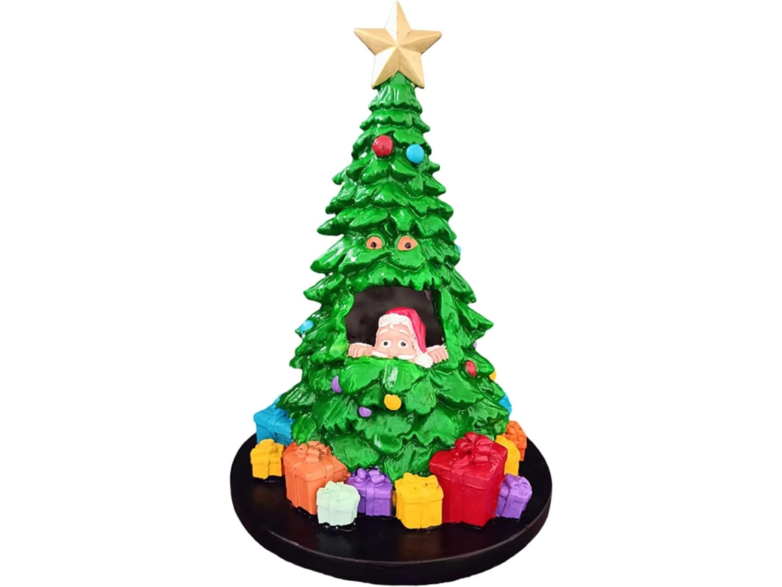 Árvore De Natal Nostálgica, Figuras De Mesa Iluminadas Do Papai Noel |