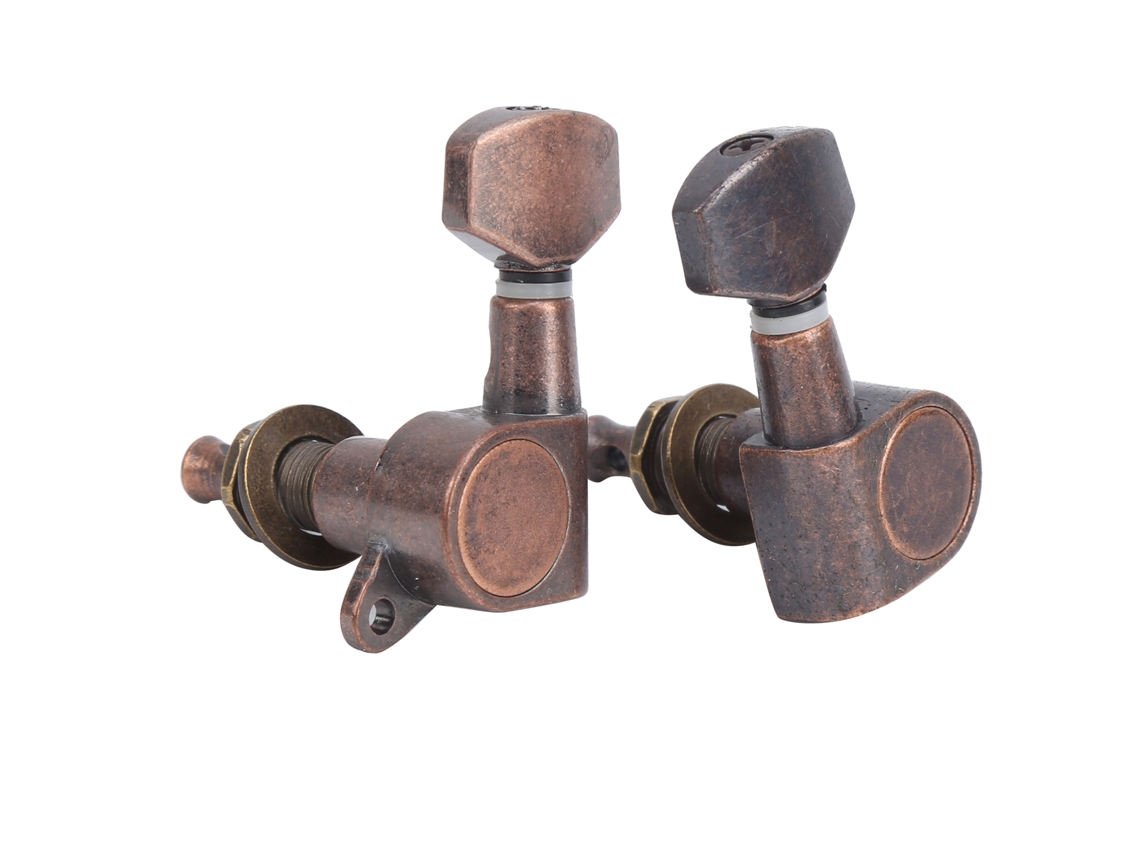Conjunto de 6 Tarraxas de Trava para Guitarra Elétrica com Acabamento em Cobre Antigo AQUAFORGE