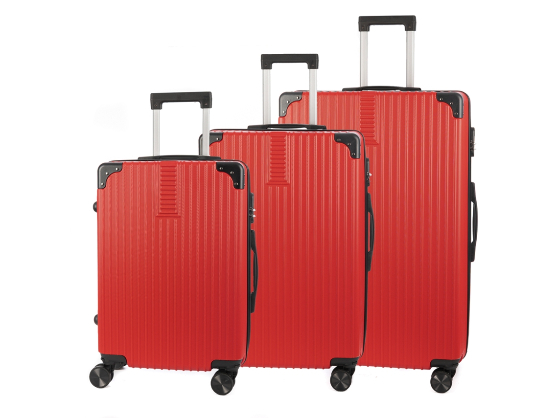 Conjunto De 3 Malas Trolley, Em Material Leve Abs De Alta Resistência Com Cantos Reforçados. Fechadura Numérica E 4 Rodas Duplas Removíveis 360°. Dam