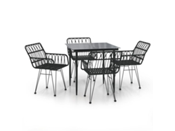 Garden Dining Set, Garden Dining Sets Vidaxl Preto Rattan / Vime (80 X 80 X 74 Cm)