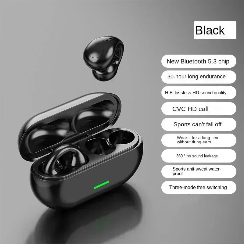 Fones De Ouvido Sem Fio Bluetooth 5.3 Com Condução Óssea (preto), Ideais Para Esportes, Com Som De Alta Fidelidade E À Prova D'água.