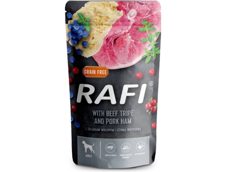 Alimento em Patê RAFI Cão Adulto de Tripa de Vaca e Fiambre de Porco (Quantidade: 500 g)