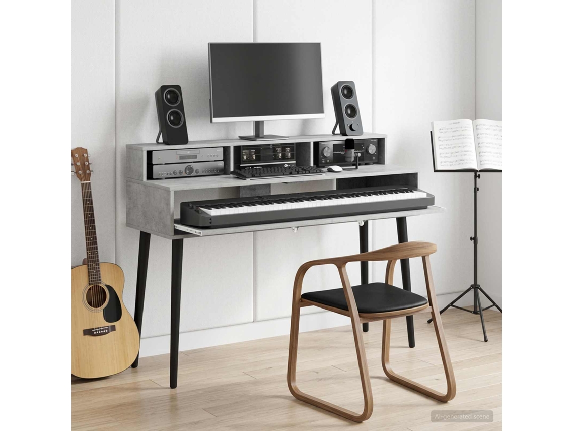 Vidaxl Mesa De Estúdio Cinzento Cimento 110 X 42,5 X 36 Cm