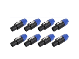 Conjunto de 8 Adaptadores para Cabos Áudio, Conectores Alto falante 4 Pinos com Trava Giratória Compatíveis Speakon. AQUAFORGE