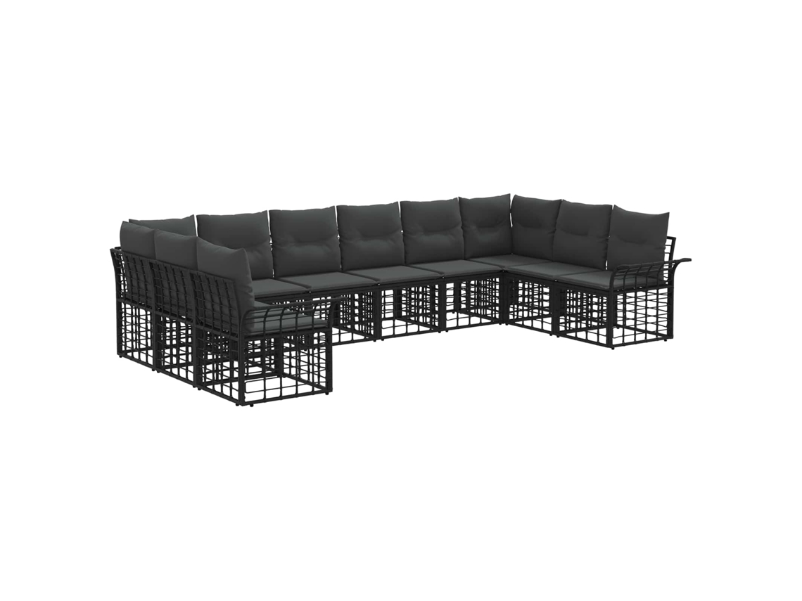 Maison Exclusive - Conjunto De Sofás Para Exterior 10 Unid. Preto E Cinza Escuro