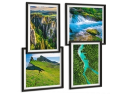 Galeria De Pinturas Murais Paisagens, Praia, Penhascos, Cidade Moldura Preta Imagens Para Um Quarto Infantil Espelharte (conjunto De 4 Imagens)