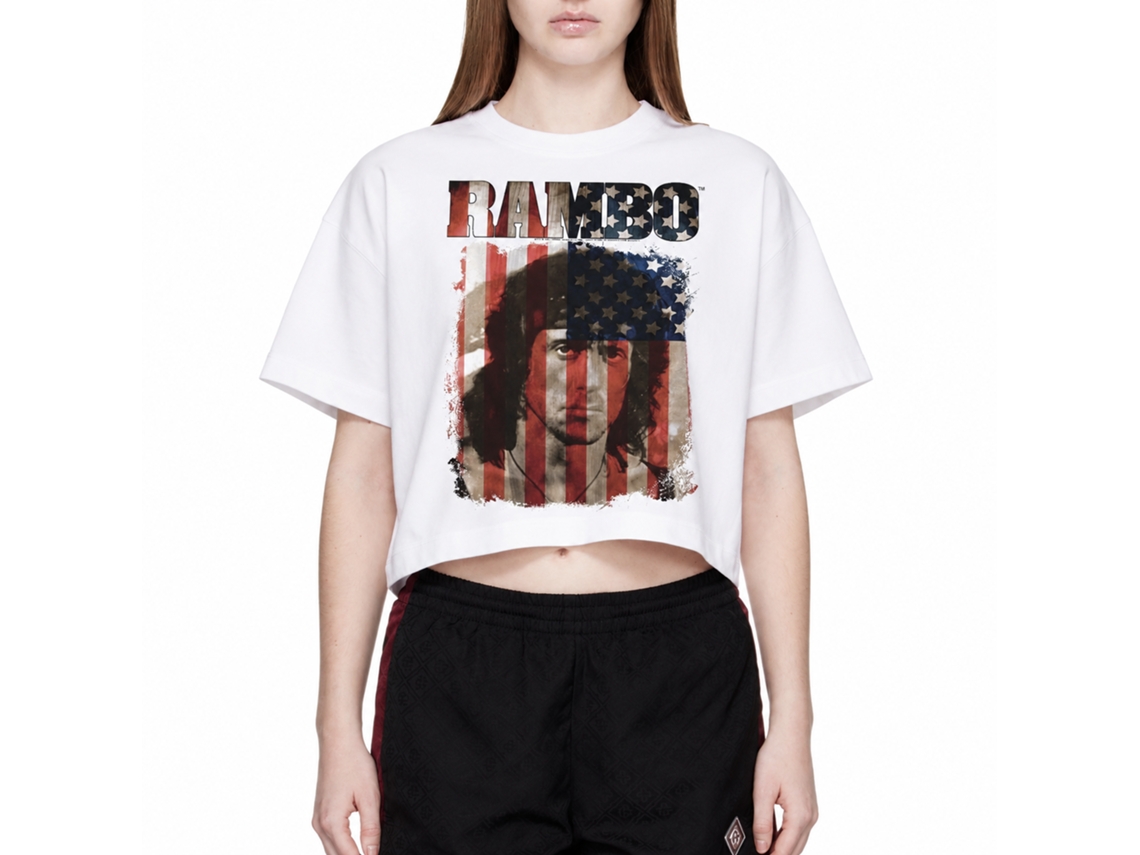 Rockinstone Rambo Movie Merica White Adult T-shirt Size:xl