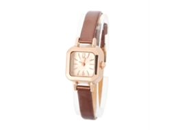 Relógio de Pulso Feminino Analógico de Quartzo com Cinto Pu Marrom Elegante