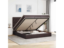 Estrutura De Cama Otomana Com Colchão 180x200cm Castanho Escuro