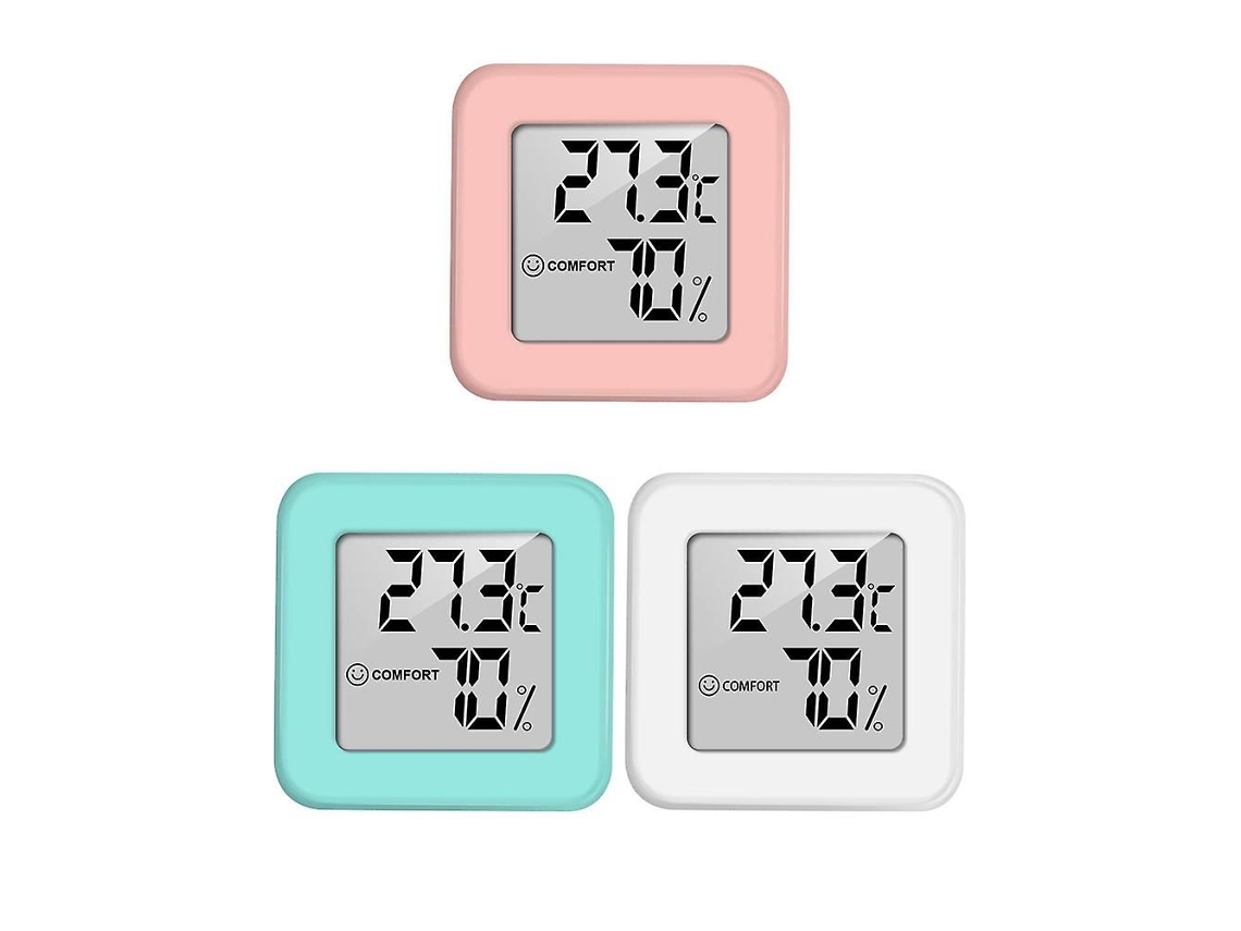 Mini-higrômetro Interno 3psc Termômetro Higrômetro E Monitor De Umidade Com Tela Lcd (branco + Verde)