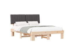 Estrutura de Cama com Cabeceira Estofada Cinza Escuro MAISON EXCLUSIVE