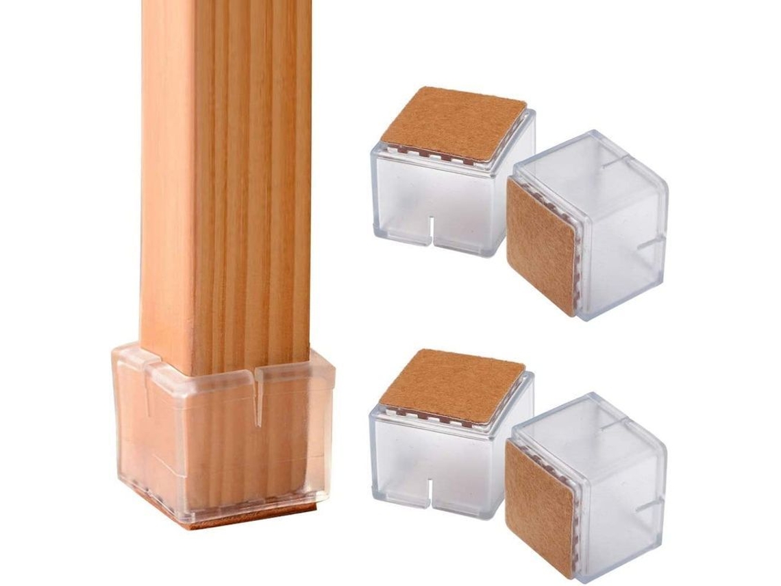 5pcs Protetores de Pés de Cadeira de Silicone com Feltro, Ajustáveis para Pés Quadrado (3.1 3.6cm)