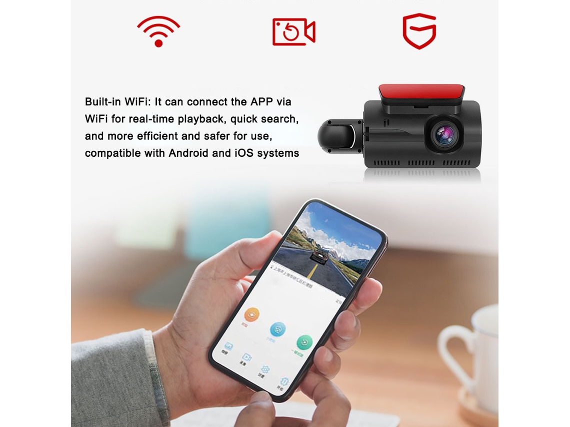 Camera Auto Dvr 1080p Duas Câmeras Wifi Visão Noturna 3.5" Ips