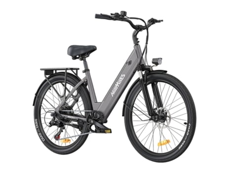 Bicicleta Elétrica HILLMILES Milecity1250W 36V 13Ah 32Km/H 100Km Shimano de 7 Marchas Freio a Disco Mecânico Suspensão de Garfo Dianteiro Cinza