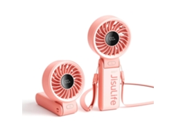 Ventilador Portátil/de Mesa/de Pescoço Visor Led Dobrável em 150° 5 Velocidades de Vento MDUG (rosa, 3600 Mah)