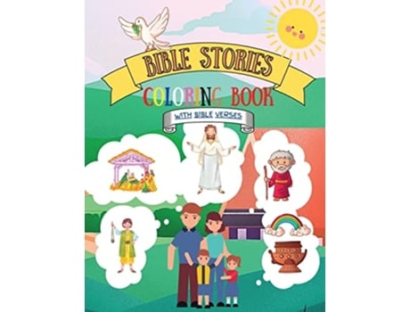 Livro Bible Stories Coloring Book Biblical Scene Illustrations For Children Of All Ages With Bible Verses De Rodica Exaru (inglês)