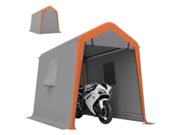 Tenda Portátil para Garagem, 2,4 X 1,8 Metros, Impermeável, com Porta de Enrolar e Zíper, Janela, Proteção Solar Upf30+, Cinza Claro. SINI TECH STORE
