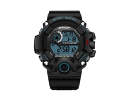 Pulseira de relógio eletrônico digital multifuncional à prova d'água Sanda (preto e azul)