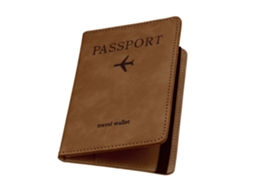 Porta-passaporte De Viagem, Em Couro Pu, Cor Marrom, Com Proteção Rfid, Compartimentos Para Cartões E Documentos