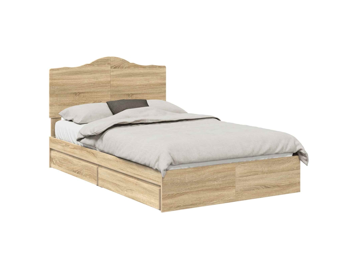 Cama com Armazenamento com Gaveta Carvalho Sonoma 135x190 cm MAISON EXCLUSIVE