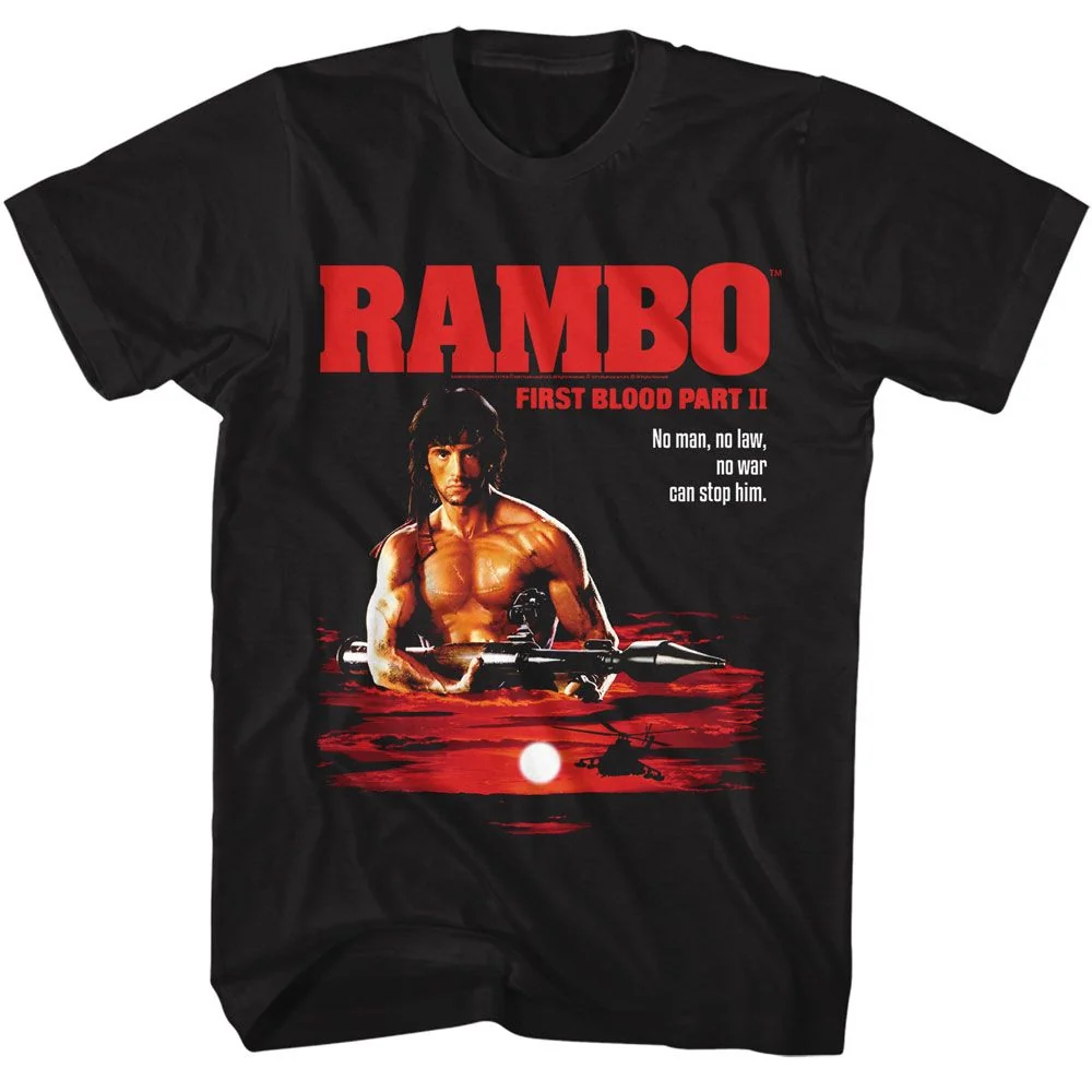 Rockinstone Rambo Movie Cant Stop Him Black Adult T-shirt Size:xxxl