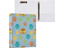 Pasta de 3 Argolas para Tamanho Carta , Papel, Pegadas Animais e Ração Cachorro, Organizador R (27,9 X 21,6 Cm)