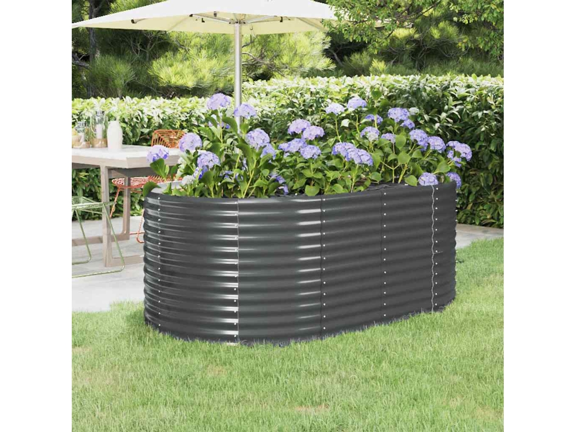 Vidaxl Canteiro Elevado Jardim 175x100x68 Aço Galvanizado Antracite