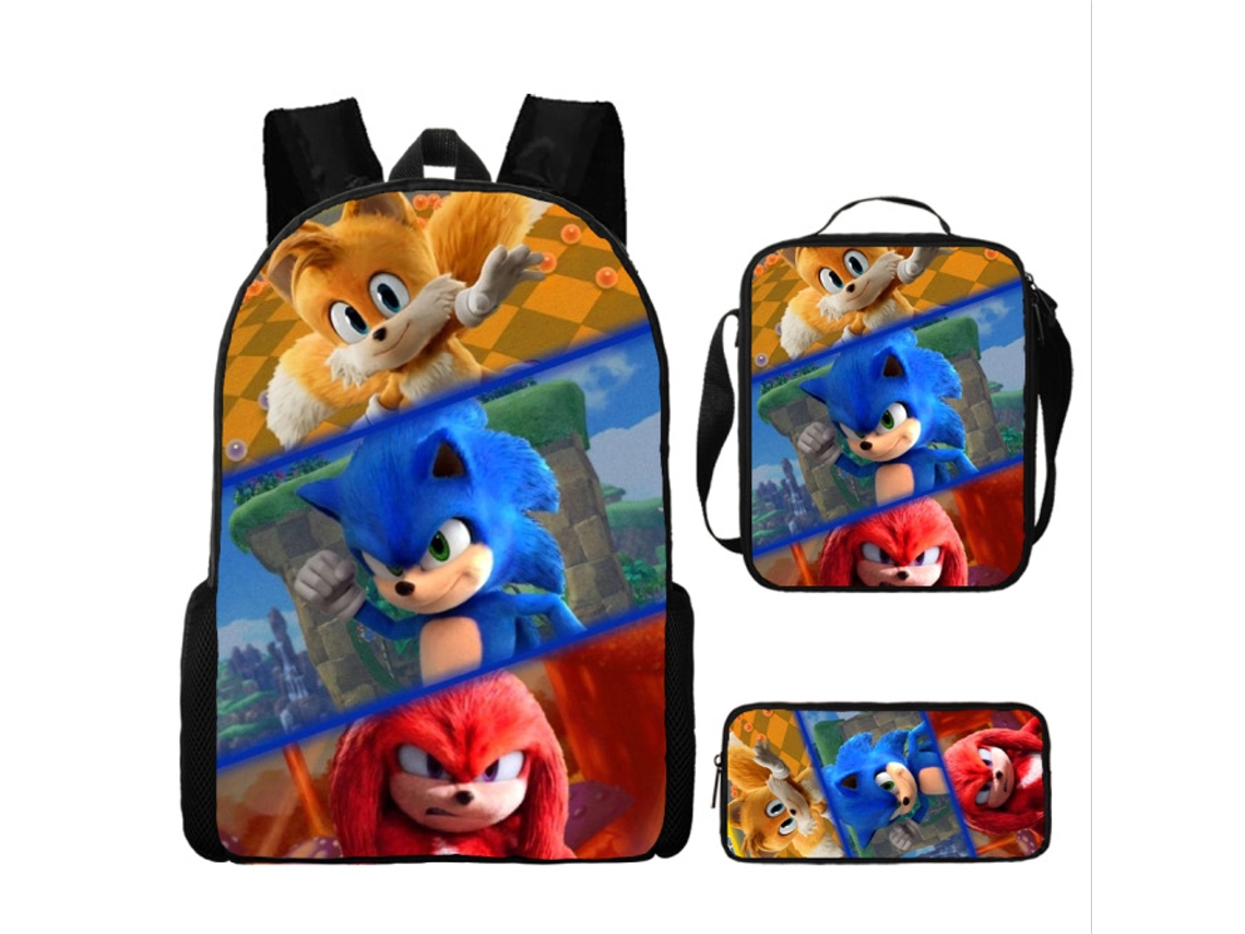 Nova Mochila Escolar Infantil Sonic, Mochila Animada Impressa Em 3d, Mochila Infantil Sonic Em Três Conjuntos 1 Slowmoose