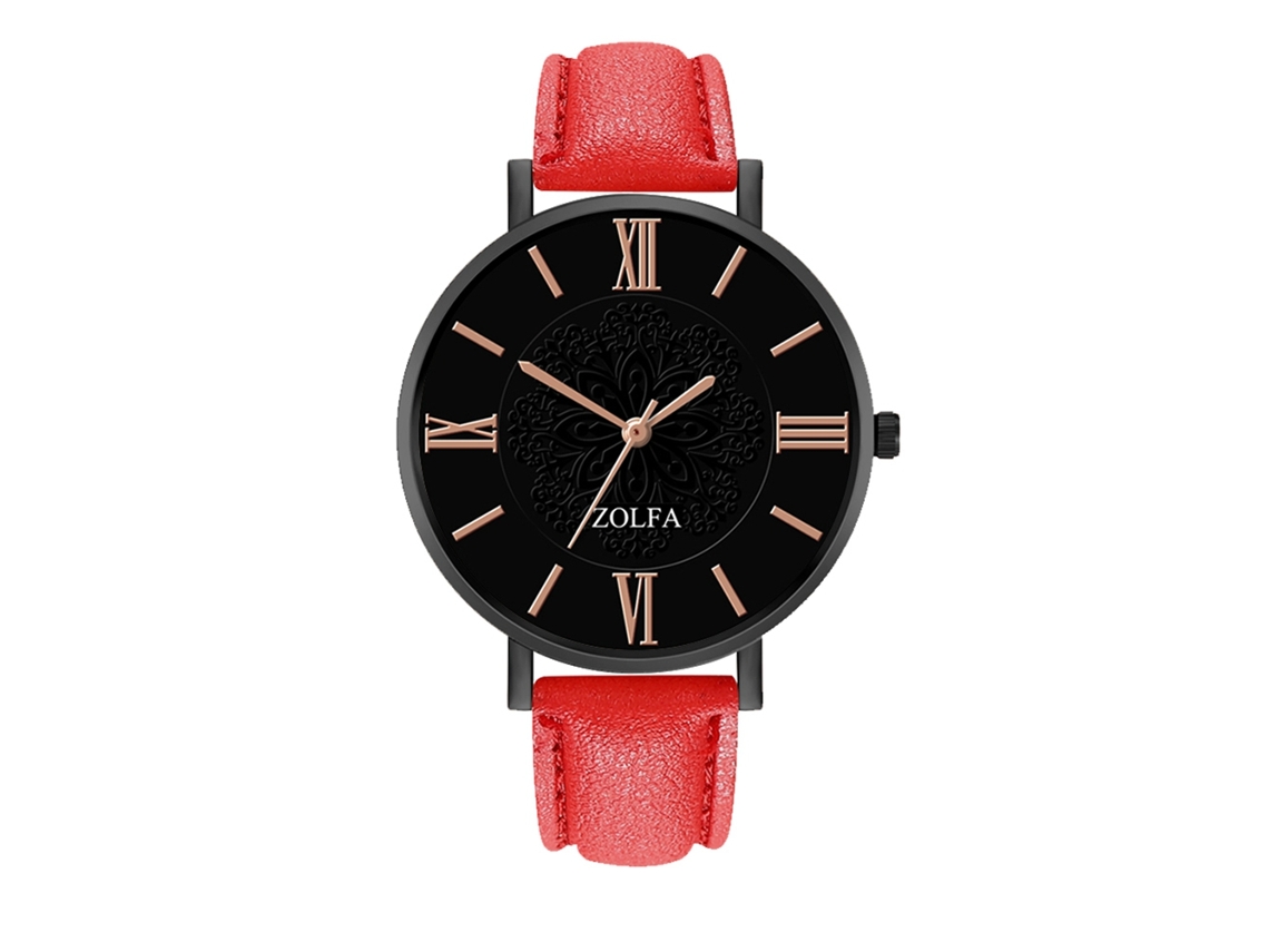 Reloj De Pulsera De Aleación Con Dial Redondo Analógico De Cuarzo Moda (rojo)
