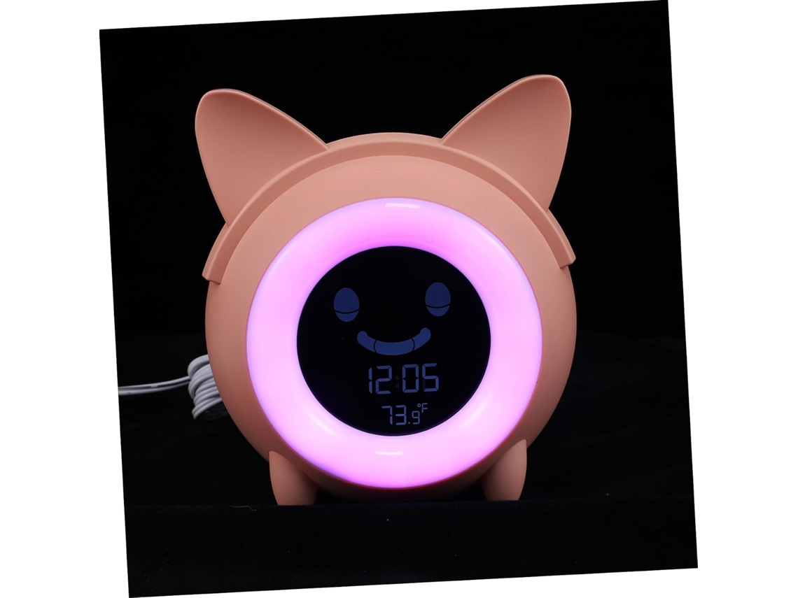 Despertador Eletrônico Amosfun Com Luz Para Meninos E Meninas, Luz Noturna De Plástico Rosa, Design Moderno E Tamanho