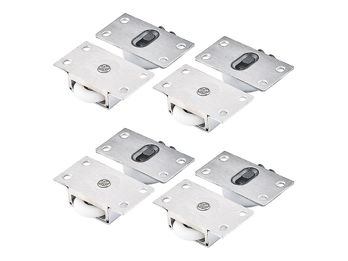4 Pares de Rodas Deslizantes para Armário Portas Deslizantes Rodas de Armário Aço Inoxidável Nylon Ajustável 58.5x32x15mm