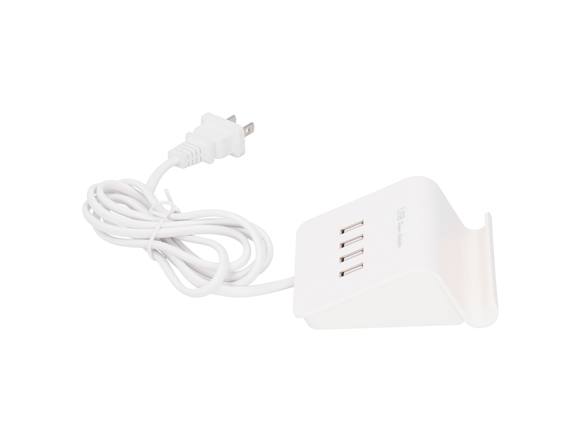 Carregador de Célular LAXISCREED com 4 portas Usb e suporte para Android e iPhone, branco