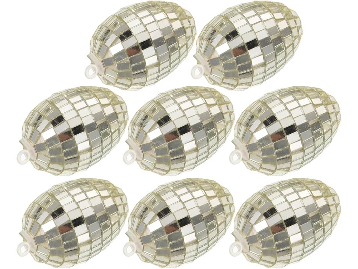 Conjunto 8 Decorativos Mosaico Poliestireno Vidro Prateados Brilhantes 4x6 Pendurar Árvore Páscoa Enfeites GOKOCO