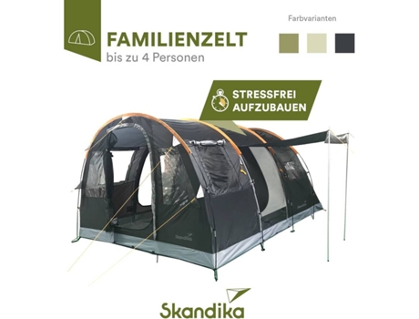 Tenda Familiar SKANDIKA  de Acampamento Gotland   ao Ar Livre 4 Pessoas 2X Cabines Escuras