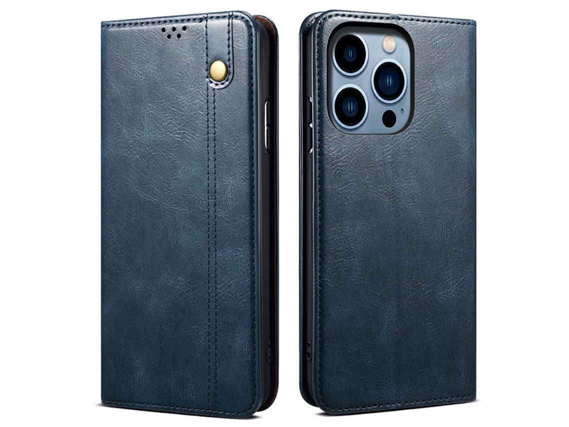 Capa Textura Louco Para Iphone 15 Pro Max Pele Sintética Azul