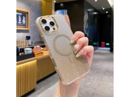 Capa Tkdaddy Para Iphone 16 Pro Tpu Capa Magnética De Acrílico Com Glitter Compatível Com Magsafe Gold