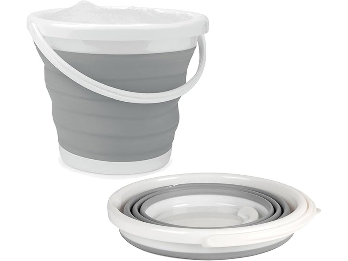 Caçamba Dobrável Engrossada 10 Litros Material de Silicone Design Compacto Fácil de Limpar Caçamba de Esfregão Cinza ZYBLSSBB