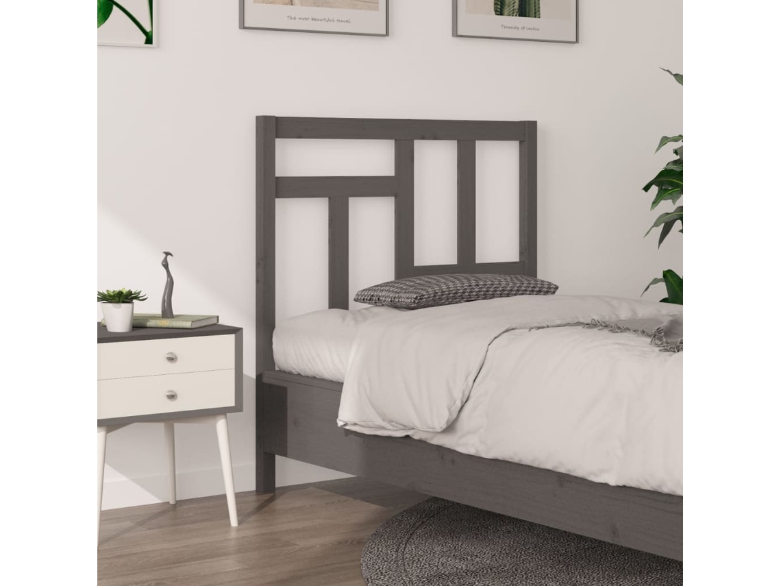 Vidaxl Cabeceira De Cama 95,5x4x100 Cm Pinho Maciço Cinzento