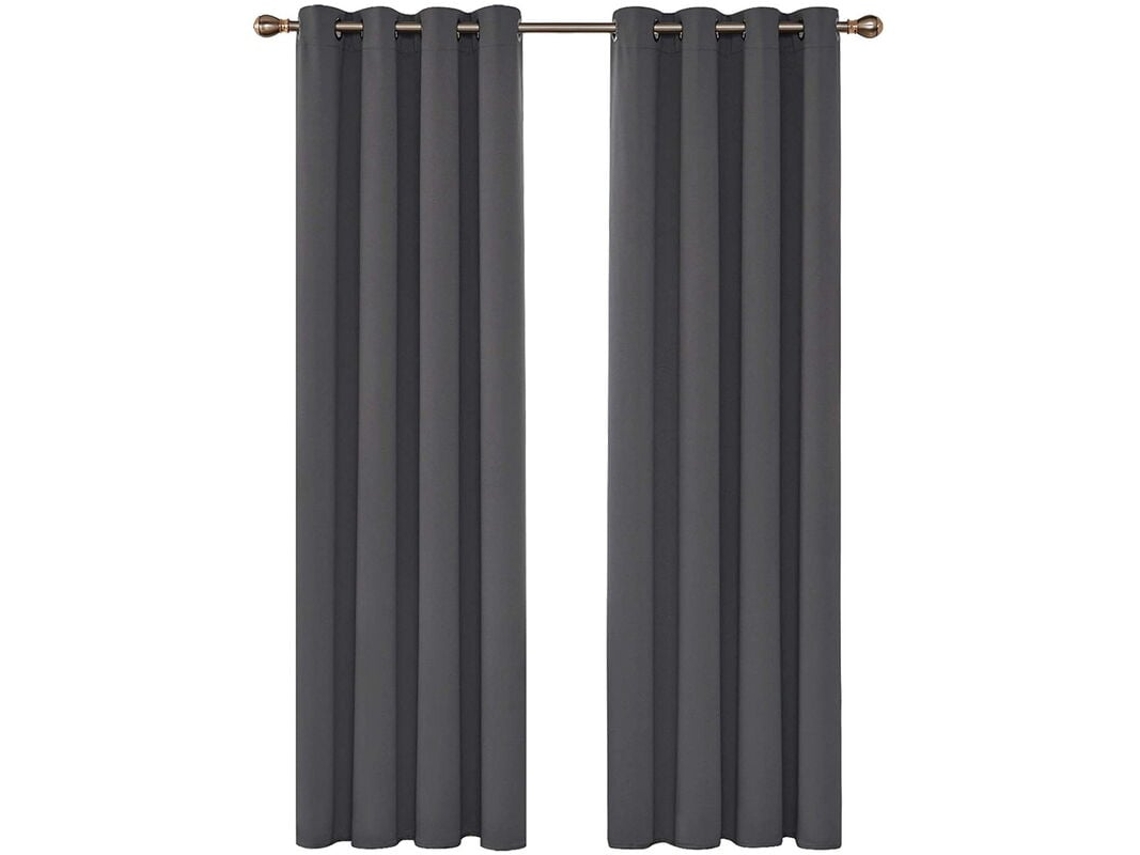 Cortina Blackout Térmica, Para Porta E Janela, Ilhós, Lavável, Conjunto 2 Peças, 96 X 52 Cm, Cinza Escuro