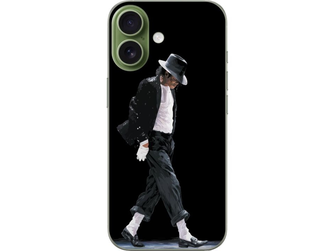 Capa Para Celular Compatível Com Apple Iphone 17. Pose De Dança Icônica Com Artista De Chapéu E Jaqueta Brilhante Contra Fundo Escuro, Transmitindo Es