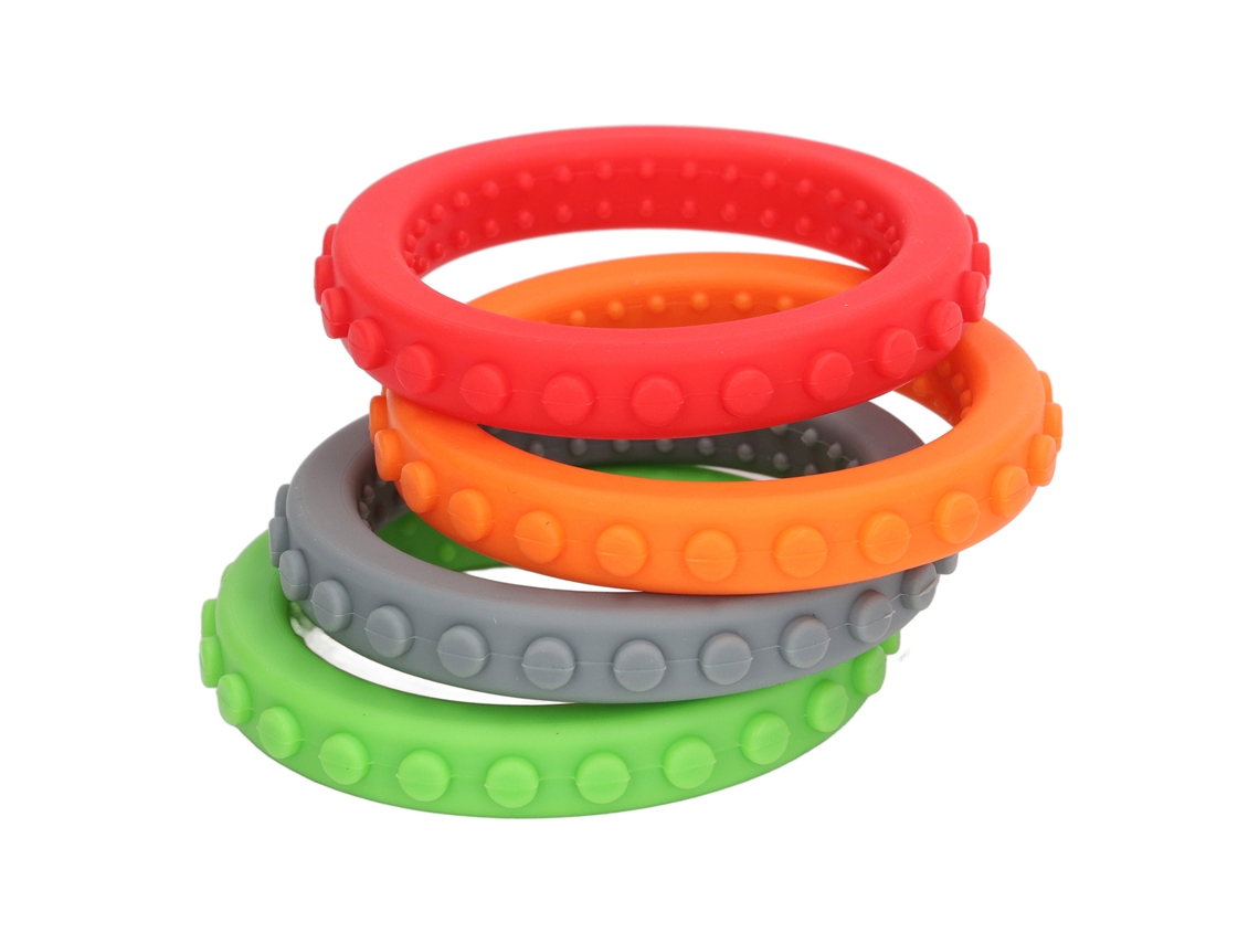 Primerox 4pcs Pulseiras Mordedor de Silicone Bebê para Alivio de Gengivas Resistente Ao Frio e Calor