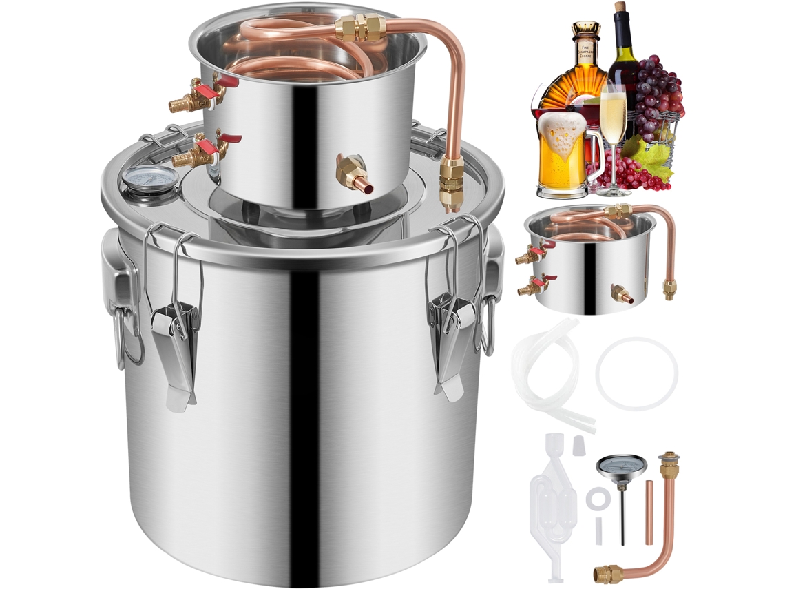 Moonshine Distiller 8,5 Galões De Aço Inoxidável 38l Tubo De Cobre Kit De Fermentação Caseira Succebuy