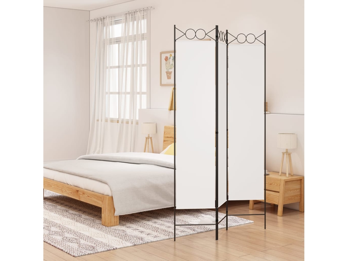 Vidaxl Biombo Com 3 Painéis 120x200 Cm Tecido Branco