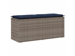 Vidaxl Banco De Jardim Com Almofadão 110x40x44 Cm Vime Pe Cinzento