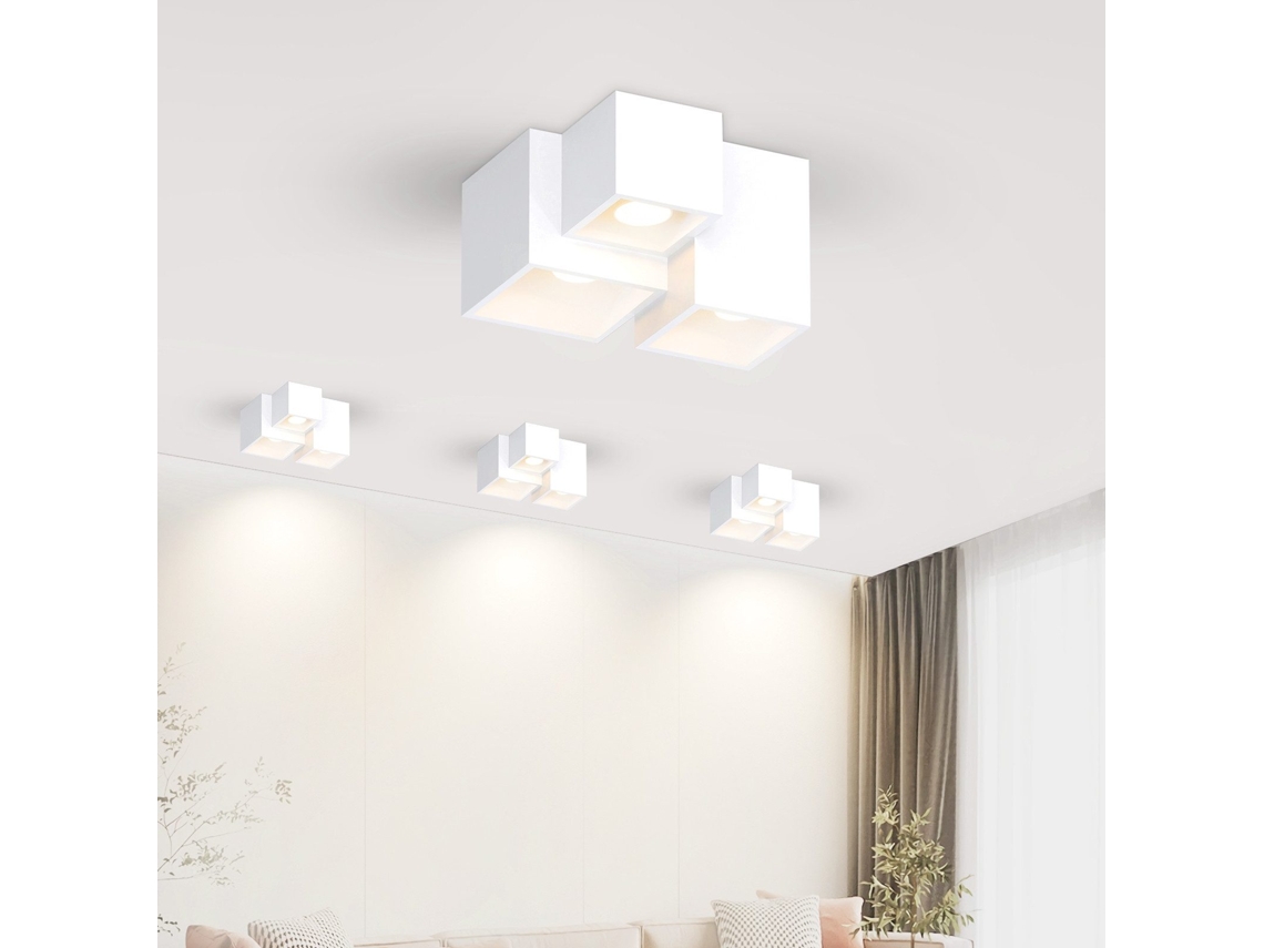ZMH Luminária de teto LED moderna de gesso branco com holofote GU10 para sala de estar
