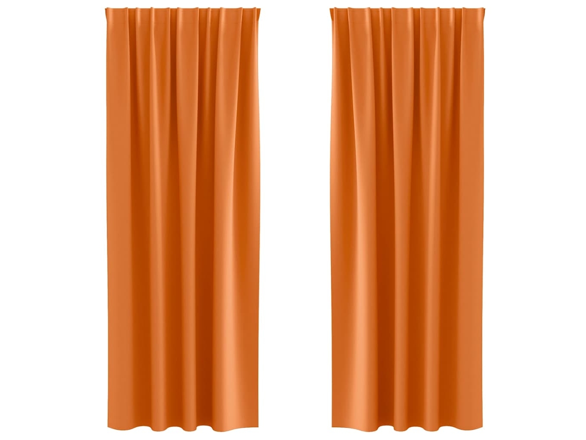 Conjunto 2 Cortinas Opacas Vidaxl Laranja Poliéster (245 X 140 Cm)
