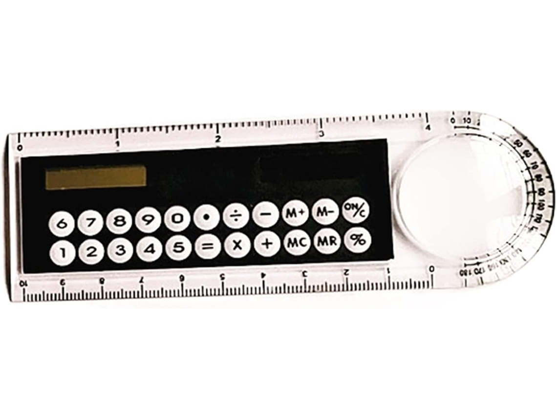 Calculadora E Régua Solar Multifuncional 3em 1de 10cm, Mini Régua Solar Com Visor Grande, Calculadora Preta