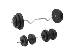 Vidaxl Barra Curva E Haltere Com Discos 60 Kg