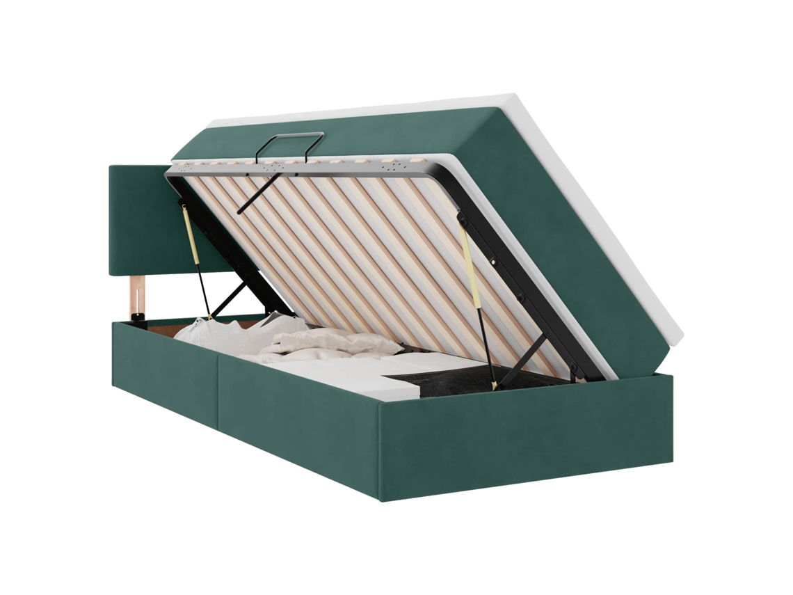 SYFAX™ Cama de Armazenamento Led com Colchão Verde escuro 100 X 200 Cm